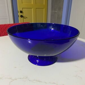 Cobalt Blue Glass PEDESTAL Serving Bowl
